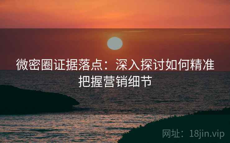 微密圈证据落点:深入探讨如何精准把握营销细节